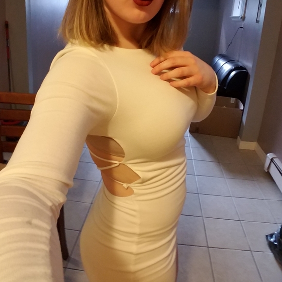 White Open Back Dress - Picture 2 of 7